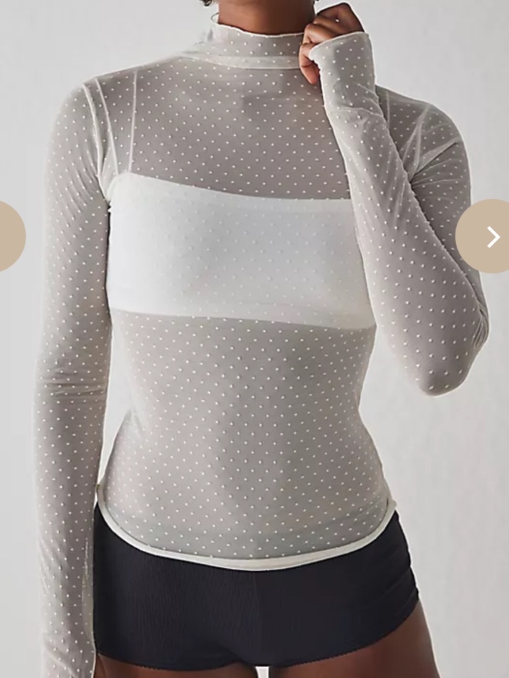 Free People Sheer Mock Neck Long Sleeve Top